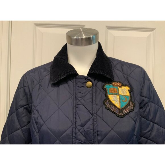 Tom Joule Country Navy Blue Quilted Jacket Coat W/ Corduroy Collar, Size 8 (US) - Picture 2 of 11